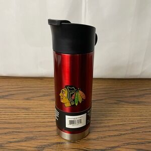 CHICAGO BLACKHAWKS‎ 14oz Tumbler Travel Mug Red Flip Top NHL Hockey Fan Gift